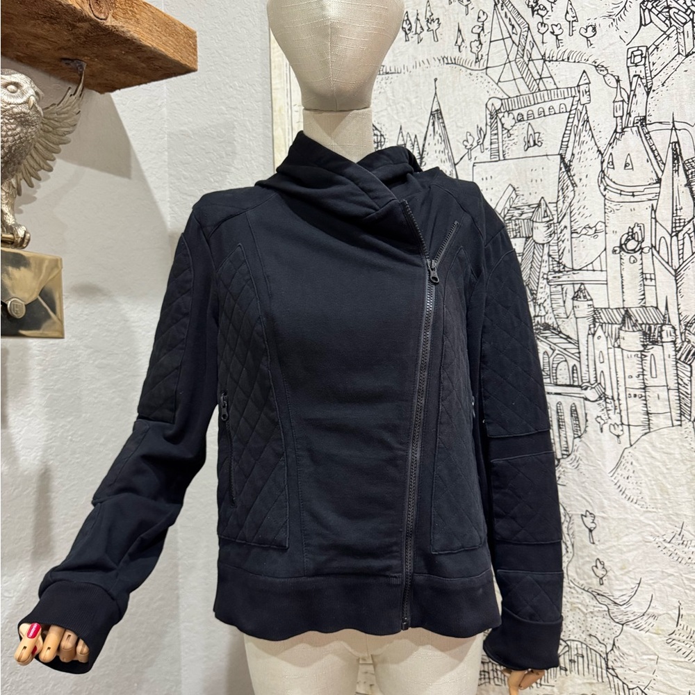Black Quilted Zip-Up Jacket